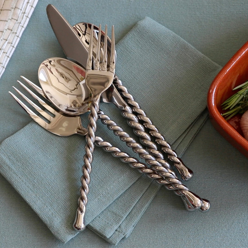 thumbnail interactive-video image 1 of Gourmet Settings Silver Tear 18/10 Stainless Steel Teaspoon - Set Of Four 1 of 6